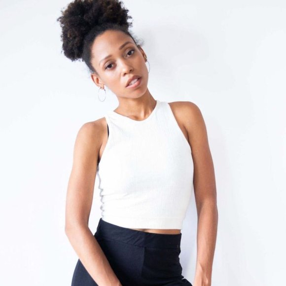 NWT Tonle Rib Crop Top - Cream Oatmeal - Picture 1 of 1